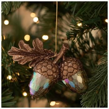 Dimensions: 2.88" H x 3.94" W x 1.25" D Material: Acrylic Color: Iridescent & Amber Quantity: 1 Invite some beautiful nature-like accents in your home for the holidays with this Glitter Acorn Ornament! This plastic ornament features a pair of lovely faceted acorns. The tops of the acorns are covered in shiny glitter that gives it a dramatic flair. Hang this piece on your Christmas tree for an eye-catching embellishment! Christmas Ornament Tree, Acorn Ornaments, Unique Ornaments, Ornament Tree, Country Christmas Decorations, Diy Projects Videos, Print Coupons, Unique Ornament, Fabric Bolts