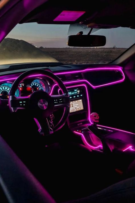 Car Led Lights Interiors, Pink Car Interior, Best Cars For Teens, Pink Led Lights, Inside Car, Custom Car Interior, Interior Led Lights, Girly Car, Car Interior Design