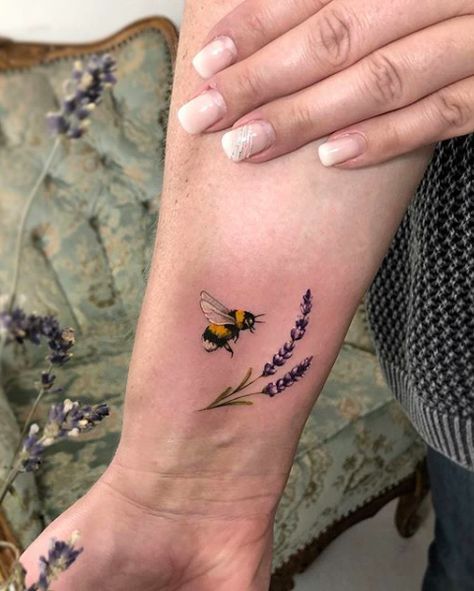 150+ Beautiful Bee Tattoos Designs With Meanings (2023) - TattoosBoyGirl Bee Tattoo Meaning, Bee And Flower Tattoo, Tattoos Lotus, Small Bee Tattoo, Bee Tattoos, Tattoos Floral, Bumble Bee Tattoo, Tattoos Henna, Colorful Tattoos