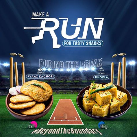 Spice up your game day experience, while you're cheering on your favourite team! Take a break & indulge in some delicious desi treats. Will you go for the crispy and flavourful Pyaaz Kachori, a specialty of Rajasthan? Or, will you choose the soft and spongy Dhokla, a classic Gujarati snack? #BeyondTheBoundary #TATAIPL #RRvsGT #HallaBol #GameOnShorOn #IPL2023 #CricketMania #WhatsOnTheMenu #Rajasthan #Gujarat #RajasthanTourism Pyaaz Kachori, Gujarati Snacks, Delhi Metro, Food Indian, Posters Design, Soccer Poster, Social Media Design Inspiration, Take A Break, Media Design