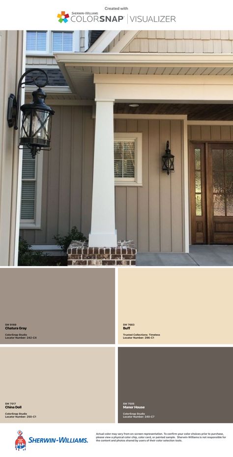 House Inspiration 2023, Crownsville Gray Benjamin Moore Exterior, Exterior House Colors Browns, Low Roof Line Exterior, Traditional Home Colors Exterior, Taupe Exterior Paint Colors For House Farmhouse, Taupe Craftsman Exterior, Tan And Gray House Exterior, Exterior House Paint Color Combinations Beige