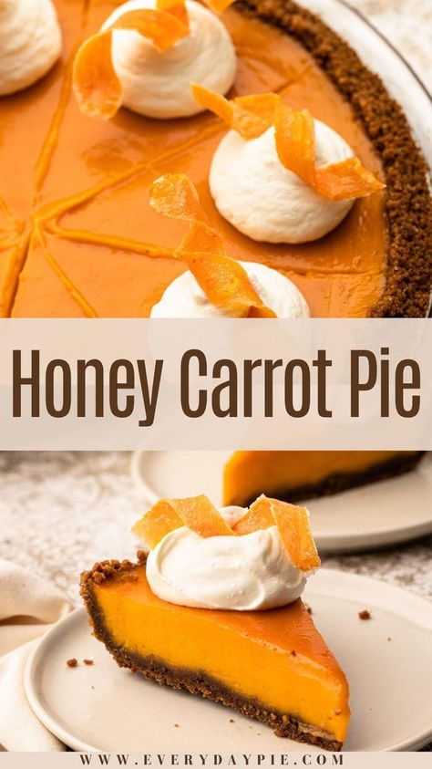 Carrot Cake Tart, Dessert With Carrots, Carrot Desserts Recipes, Unique Carrot Recipes, Thanksgiving Unique Recipes, Carrot Cake Pie, Sweet Carrot Recipe, Carrot Custard, Carrots Dessert