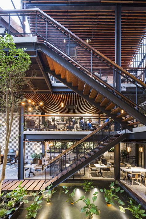 Gallery of An’garden Café / Le House - 56 Industrial Style Decor, Loft Interior, 카페 인테리어 디자인, Garden Cafe, Outdoor Restaurant, Cafe Interior Design, Restaurant Interior Design, Stairs Design, Restaurant Interior