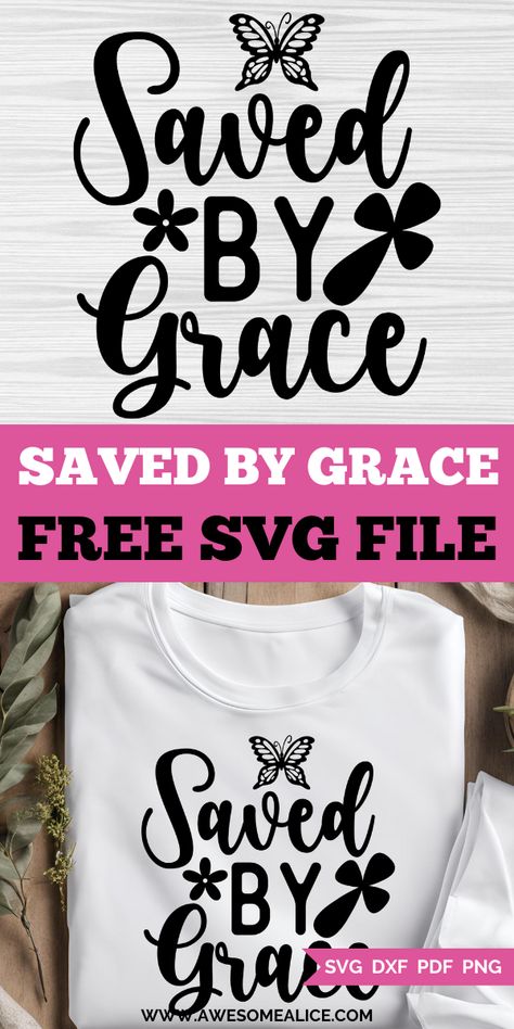 Download this free Saved by Grace SVG to create amazing faith-inspired crafts with your Cricut or Silhouette! This design adds a meaningful touch to your projects, whether you're making personalized gifts or home décor, celebrating your faith with every creation. Htv Projects, Cricut Help, Diy Home Accessories, Diy Porch, Do It Yourself Crafts, Saved By Grace, Cricut Tutorials, Mason Jar Diy, Fabric Projects