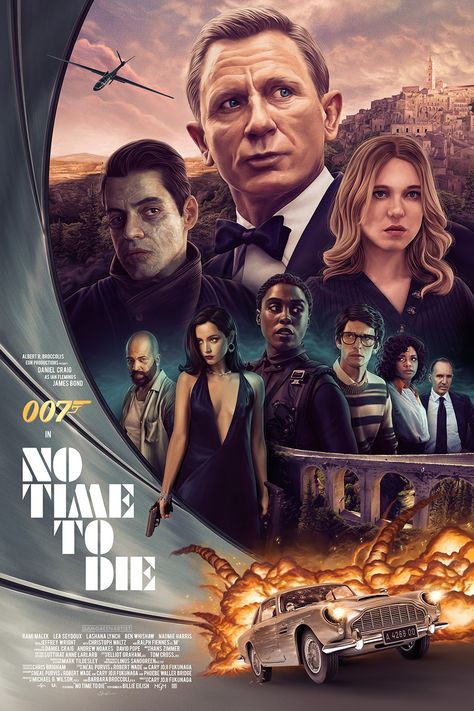 james bond: no time to die (art by sam green) James Bond Actors, James Bond Movie Posters, The Northman, Action Movie Poster, Daniel Craig James Bond, James Bond Girls, Jeffrey Wright, No Time To Die, 007 James Bond