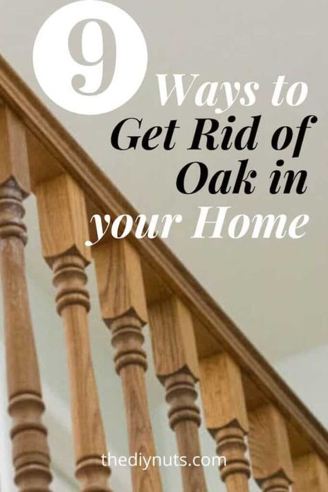 Painting Oak Banister, Update Railings For Stairs, Refurbished Stair Railing, Home Banister Ideas, Painted Stairs Railing, New Stair Railing Banisters, Oak Wood Home Decor, Diy Modern Staircase, Refinishing Stair Railing Banisters