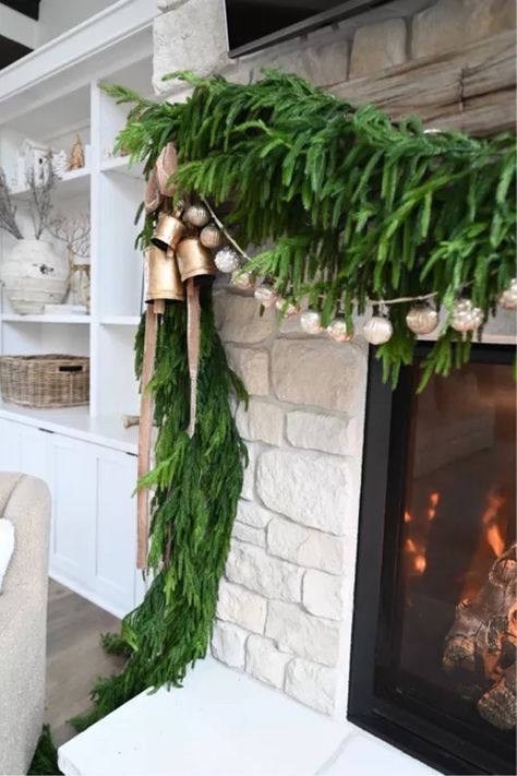 Creative Co-Op Distressed White & … curated on LTK Garland With Bells, Christmas Decor Garland, Decor Fireplace Mantle, Holiday Must Haves, Pnw Home, Garland Ornaments, Holiday Mantle, Christmas Apartment, Ornament Garland