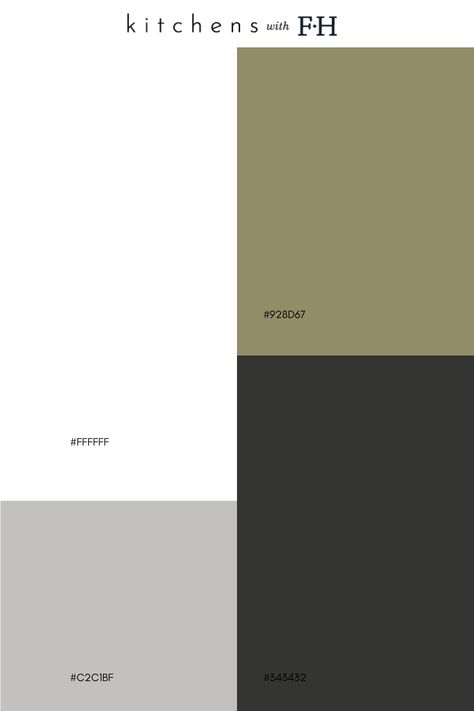 Grey Colour Palette Kitchen, Black And Olive Kitchen, Olive Green And Off White Bedroom, Black White And Sage Decor, Charcoal Color Palette Living Room, Black Grey And Olive Green Living Room, Charcoal Grey And Green, Black White Taupe Color Scheme, Black White And Olive Green Living Room Decor