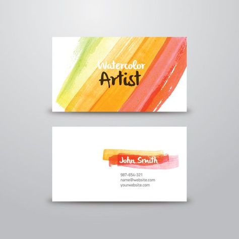 Watercolor Artist Business Card Vector Graphic — business card, identity, template, colorful, brushes, painter, mockup, paint, brush, art: Artist Business Cards Design, Painter Business Card, Business Card Icons, Artist Business Card, Examples Of Business Cards, Art Business Cards, Buisness Cards, Name Card Design, 광고 디자인