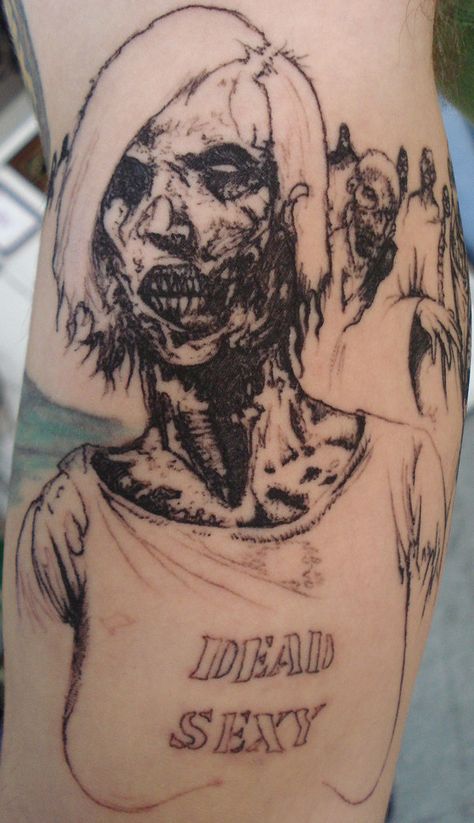 Zombie Girl Tattoo by ~BobRoss2 on deviantART Zombie Girl Tattoo, Zombie Girl Tattoos, Zombie Comic, Zombie Woman, Zombie Tattoo, Zombie Design, Anime Zombie, Zombie Tattoos, White Zombie