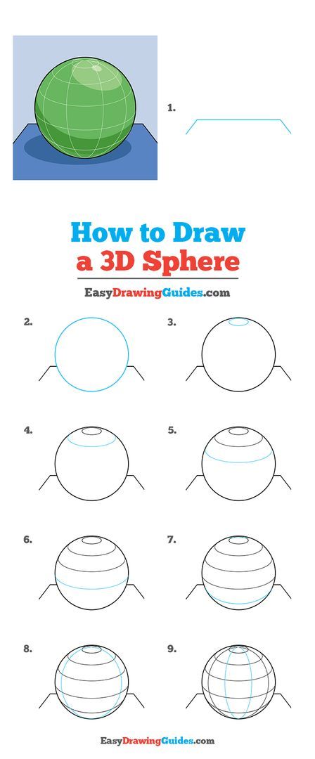 Sphere Drawing, 3d Sphere, Geometric Shapes Drawing, Basic Sketching, 3d Geometric Shapes, Drawing Tutorials For Beginners, Easy Drawing Tutorial, 3d Figures, Shapes For Kids