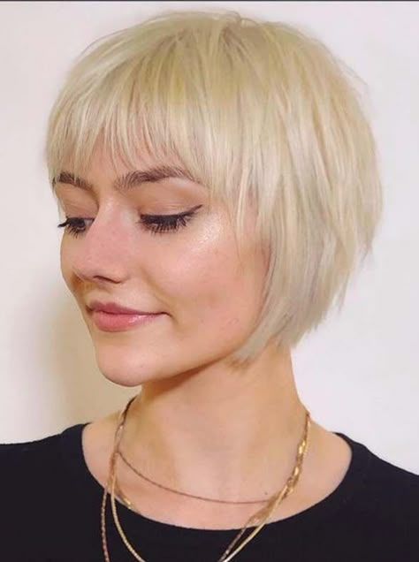 Read more in 2022 | Short haircuts with bangs, Chin length hair, Short hair haircuts French Pixie Haircut Straight Hair, 2024 Trendy Haircuts, Short Bob Hair With Bangs, Short Bob Hairstyles For Fine Hair 2024, Bob Haircut For Fine Hair Bangs, Pixie Straight Hair, Fine Straight Hair Haircuts, Short Blonde Hair With Bangs, Micro Bob Haircut