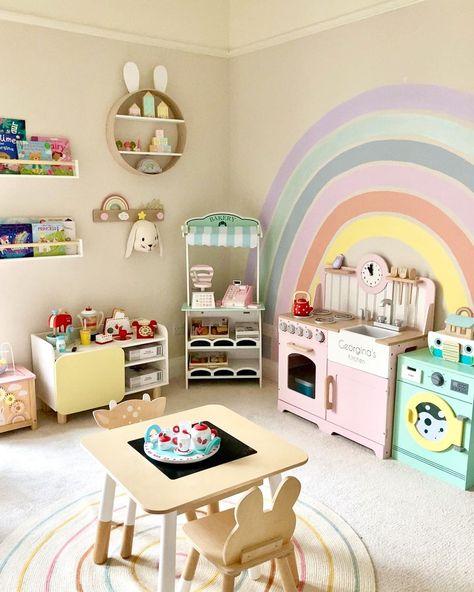 Baby Play Room Ideas Girl, Playroom For Girls Ideas, Girls Bedroom And Playroom Combo, Fun Toddler Girl Room, Girl Toddler Playroom, Girl Playroom Ideas Toddler, Kids Playroom Decor Ideas, Girls Playroom Decor, Play Room For Toddler Ideas