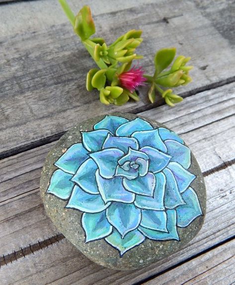 Painted Rock Cactus, Rock Painting Flowers, Rock Cactus, Stone Projects, Succulent Painting, Zen Rock, Faux Cactus, Succulent Gardens, Mandala Painted Rocks