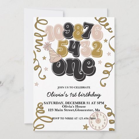 New Years Eve Countdown First Birthday Invitation - tap/click to get yours right now! #new #years, #year #baby, #countdown, New Year's Eve Birthday Party, First Birthday New Years Theme, New Year’s Eve First Birthday, New Years First Birthday Party, New Years Eve Toddler, New Years Eve Countdown, New Years Eve Birthday Party, Baby Countdown, New Year's Eve Countdown