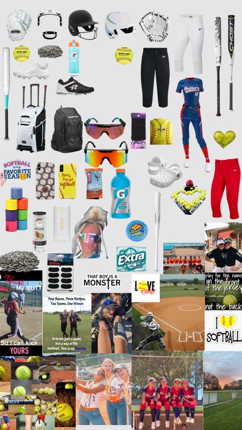 Soft Ball Practice Outfits, Outfits For Softball Practice, Softball Things You Need, Softball Packing List, What’s In My Softball Bag, What To Pack In Softball Bag, Soft Ball Outfits, Preppy Softball Wallpaper, Softball Lockscreen