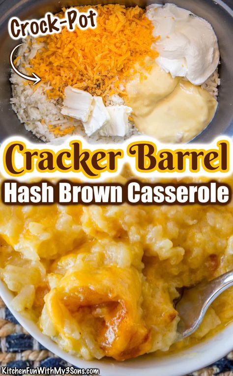 Slow Cooker Hashbrown Casserole, Cracker Barrel Hash Brown Casserole, Crockpot Hashbrown Casserole, Cracker Barrel Hashbrown, Hashbrown Casserole Easy, Cheesy Hashbrown, Cracker Barrel Hashbrown Casserole, Hashbrown Casserole Recipe, Cheesy Hashbrown Casserole