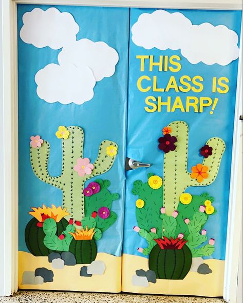 Double Door Decor, Hanging Decorations Diy, Cactus Classroom, Room Parent, Classroom Doors, Parents Room, Class Decor, 5 De Mayo, Door Decorations Classroom