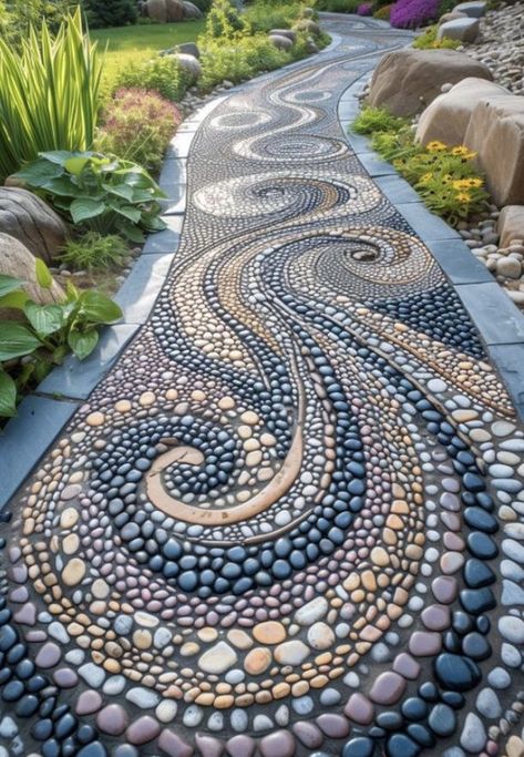 Pebble Landscape, Apaneca, Pebble Landscaping, Zen Gardens, Rock Garden Design, Low Maintenance Landscaping, Rock Garden Landscaping, Landscape Designs, Mosaic Garden