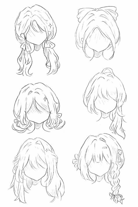 Tutorial How To Draw Hair, Hair Styles Ideas Drawing, Anime Hair Drawing Tutorial Step By Step, How To Draw Hair Easy Step By Step, Beginner Art References, How To Draw Anime Tutorials, Anime Drawings Tutorials Hair, Anime Hair Tutorial Step By Step, How To Draw Anime Hair Step By Step