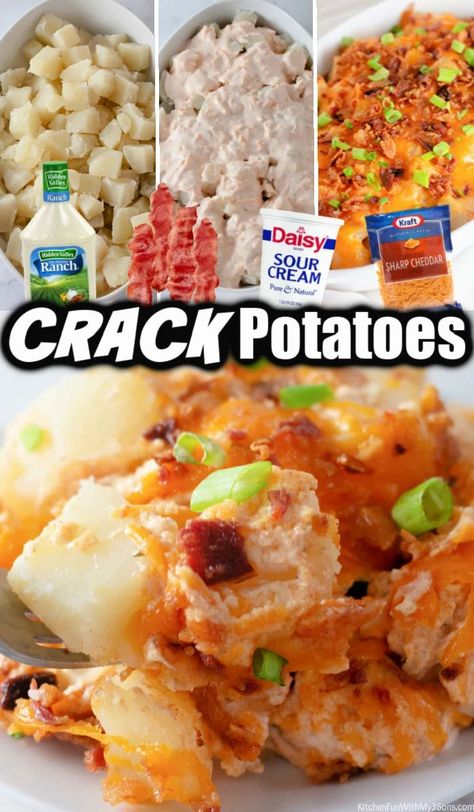 Food For Reunion, Ranch Potatoes Casserole, Cracked Potatoes Recipe, Recipes With Potatoes And Onions, Cheesy Ranch Potatoes Bake, Hot Potatoes Recipes, Ranch Cheesy Potatoes, Tailgate Potatoes, Bacon And Potato Recipes