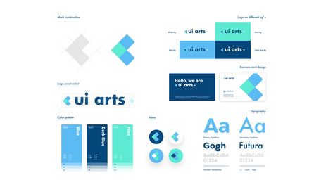 Turquoise Brand Identity, Blue Brand Identity, Branding Identity Mockup, Identity Guidelines, Brand Identity Guidelines, Art Business Cards, Construction Logo, Brand Identity Design, Graphic Design Branding