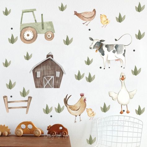 Farm Nursery Theme, Watercolour Nursery Art, Farm Animal Nursery, Wall Art Decals, Sheet Design, Sweet Nursery, Farm Nursery, Watercolor Nursery, Farm Baby