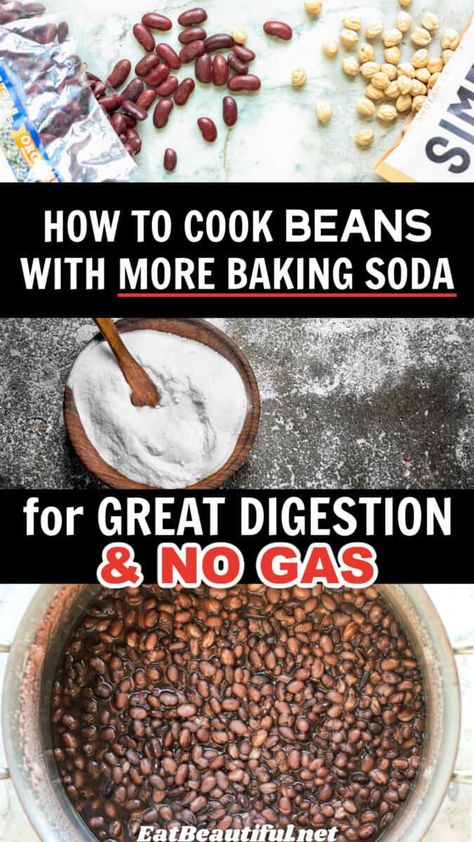 How to Cook Beans with MORE Baking Soda for GREAT Digestion (NO GAS!) is a life-changing recipe & article. Now eat beans with no gas issues! | how to make beans easier to digest How To Make Beans, Cook Beans, Asian Pears, Eat Beautiful, Beautiful Recipes, How To Soak Beans, Baking Soda Water, Cooking Dried Beans, 2024 Recipes