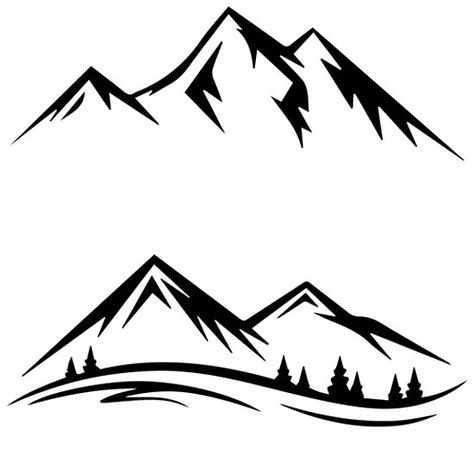 Mountain Pack Mountain Silhouette Drawing, Mountain Shilloute, Mountain Range Silhouette, Mountain Sillhoute, Mountain Svg Free, Winter Logo Design, Mountain Stencil, Mountain Symbol, Mountain Icon