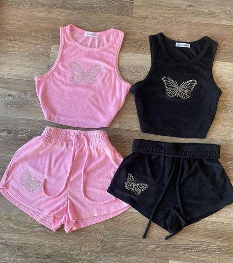 Bright Butterfly, Matching Outfits Best Friend, Small Crop Tops, Womens Kimono, Matching Shorts, Crop Top And Shorts, Simple Trendy Outfits, Cute Simple Outfits