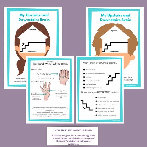 #emotions #upstairsdownstairsbrain #activitiesforkids #brainforkids #emotionalregulation Flipping Your Lid Brain, Flip Your Lid Brain Activity, Upstairs And Downstairs Brain, Upstairs Brain Downstairs Brain, Flipping Your Lid, Flip Your Lid, Upstairs Downstairs Brain, Brain Worksheet, Coping Toolbox