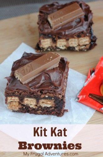 Kit Kat Brownies, Cake Brownie, Dessert Original, Chocolate And Peanut Butter, Delicious Brownies, Think Food, Kit Kat, Milkshakes, Yummy Sweets