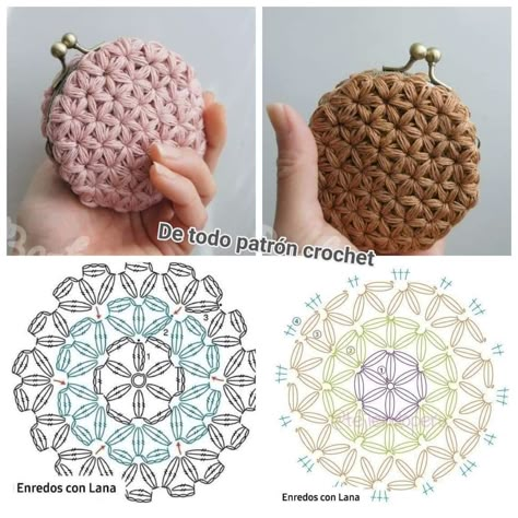 Coin Purse Crochet, Coin Purse Crochet Pattern, Purse Crochet Pattern, Crochet Stitches Symbols, Crochet Placemat Patterns, Crochet Coin Purse, Crochet Mat, Crochet Case, Purse Crochet