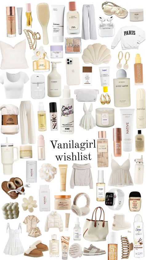 #vanillagirl #vanilagirlieoutfitinspo #skincareinspo #oufits #hairproducts #wishlist Wish List Ideas Aesthetic, Vanilla Girl Products, Vanilla Wishlist, That Girl Wishlist, Christmas Wishlist Ideas Women, Wishlist Collage, Teen Wishlist, Vanilla Girl Wishlist, Teen Christmas Wishlist