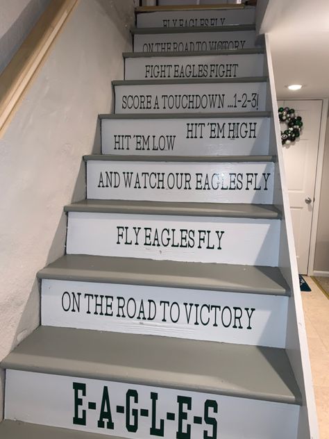 Fan Cave Ideas, Eagles Basement Man Cave, Eagles Basement, Eagles Man Cave, Sports Man Cave Ideas, Philadelphia Eagles Man Cave, Eagles Man Cave Ideas, Room Ideas Men, Football Man Cave