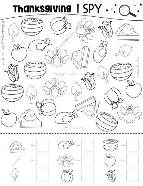 I Spy Free Printable, Thanksgiving I Spy, Halloween School Activities, Teacher Created Materials, Free Worksheets For Kids, Thanksgiving Worksheets, Thanksgiving Activities For Kids, Free Thanksgiving, Learn Crafts