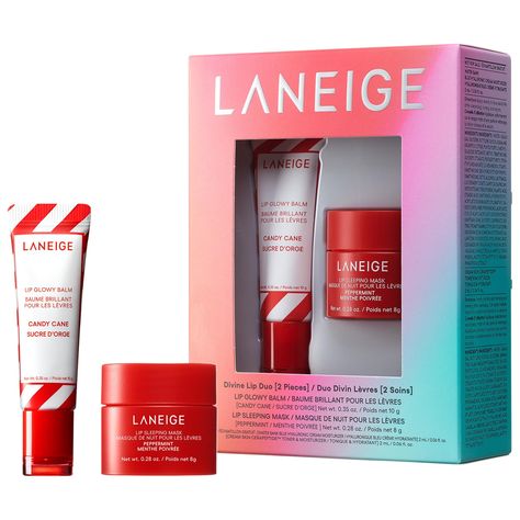 A limited-edition duo set featuring a full-size Lip Glowy Balm in Candy Cane and a mini Lip Sleeping Mask in Peppermint.Skin Type: Normal, Dry, Combination, and Oily Skincare Concerns: Dryness, Dullness, Loss of Firmness and Elasticity Formulation: Balm Highlighted Ingredients:- Berry Mix Complex: Rich in antioxidants to reveal smooth, supple-looking lips.- Coconut Oil, Shea Butter, Murumuru Seed Butter: Nourish and deliver lasting moisture.- Vitamin C: Protects from external aggressors.Ingredient Callouts: Free of parabens, formaldehyde-releasing agents, phthalates, mineral oil, retinyl palmitate, oxybenzone, coal tar, hydroquinone, sulfates SLS & SLES, triclocarban, t