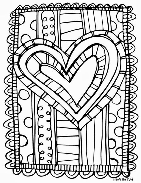 Frog Spot: FREE Scrappy Valentine's Day Coloring Page Modele Zentangle, Valentine Art Projects, Valentines Day Coloring Page, Valentine Coloring Pages, Love Coloring Pages, Valentines Day Coloring, Valentine Coloring, Valentines Art, Valentines Day Activities