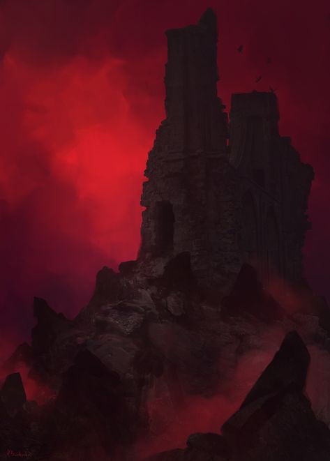 ArtStation - Red, Magdalena Świderska Red Kingdom Aesthetic, Gothic Kingdom, The 10th Kingdom, Red Castle, Red Kingdom, Dark Mountains, Medieval Aesthetic, Red Gothic, Night Street