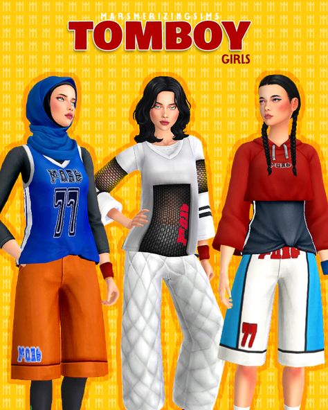 TOMBOY GIRLS Set (Public Oct 21) | Patreon Tomboy Girls, Sims 4 Anime, Girl M, Tomboy Outfits, Sims 4 Cas, Fan Girl, Workout Outfit, Sims 4 Cc, Sims 4 Custom Content