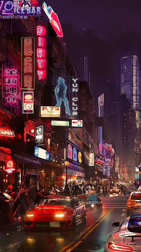 City Life Aesthetic, Cyberpunk Aesthetic, Cyberpunk City, Tapeta Pro Iphone, Futuristic City, Future City, City Wallpaper, Cyberpunk Art, 판타지 아트