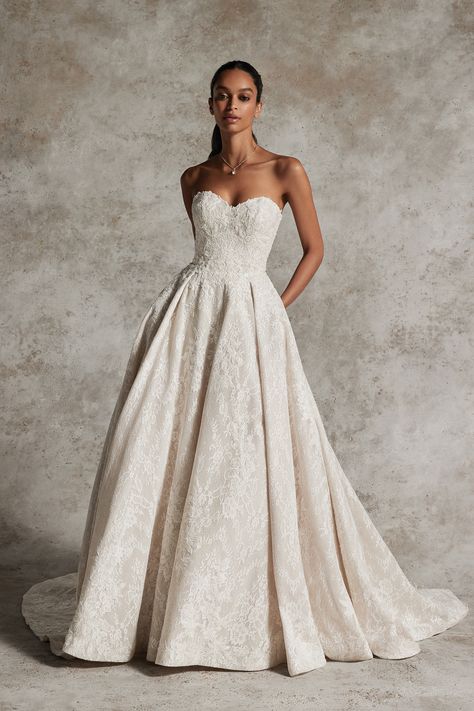 Justin Alexander Bridal, Justin Alexander Signature, Strapless Ball Gown, Top Wedding Dress Designers, Timeless Wedding Dress, Essense Of Australia, Strapless Lace Dress, Allure Bridals, Lace Ball Gowns