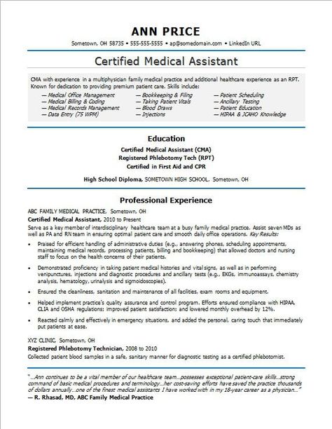 This resume sample shows how you can highlight your patient-care and administrative skills to advance your career in healthcare. Careers Ideas, Medical Coder Resume, Healthcare Resume, Medical Assisting, Medical Assistant Resume, Medical Assistant Student, Medical Resume, Administrative Assistant Resume, Resume Building