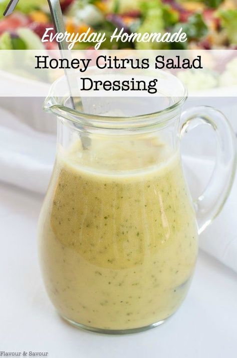 Everyday Honey Citrus Salad Dressing is bright and lemony with a kick from dried chili flakes. This homemade dressing may become your new go-to vinaigrette! #homemade #saladdressing #vinaigrette #orange #lemon #honey #healthy Healthy Dressings, Shallot Dressing, Citrus Salad Dressing, Homemade Dressing Recipe, Sweet Dressing, Chicken Salad With Apples, Whole30 Dinner, Citrus Vinaigrette, Citrus Dressing