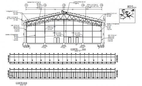 Small Warehouse Design, Warehouse Drawing, Roof Detail Architecture, Structure Drawing, Detail Wall, Warehouse Project, Water Factory, Roof Truss Design, Metal Building Designs