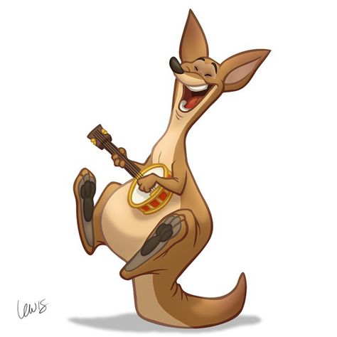 Banjo kangaroo! #kangaroo #banjo #banjoanimals Kangaroo Character, Kangaroo Drawing, Glasses Ideas, Bali Art, Animation Ideas, Animal Character, Painted Glasses, Cartoon Sketches, Animal Designs