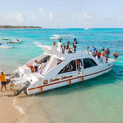 Our Catamaran Party Boat Tour is a MUST when it comes to Punta Cana experiences. This booze cruise takes you along the coast of Bavaro to the most popular Natural Pool in the Dominican Republic - and that's only the beginning! You can enjoy delicious snacks, all-inclusive national drinks, snorkelling, music and more while sailing the Atlantic Coast on this unique party boat. With plenty of space for everyone to dance and party, it's perfect for a day out on the water with friends. *** If you are Punta Cana Activities, Punta Cana Travel, Cancun Tours, Whale Watching Cruise, Party Boat, Booze Cruise, Cruise Party, Punta Cana Dominican Republic, Beach Books