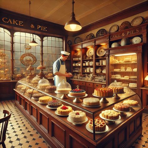 Cute Bakery Interior Design, Cake Shop Design Interior Small Bakery, Mini Bakery Shop Design, Antique Bakery, Evergreen Decor, European Bakery, Cake Shop Design, Vintage Bakery, Bakery Shop Design