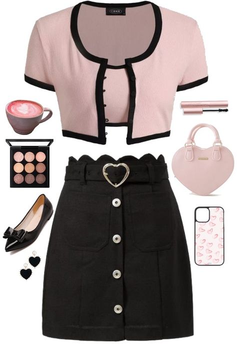 Pastel Pink And Black Outfit, Black And Pink Outfit Ideas, Pink Grunge Outfit, Pink Grey Outfit, Black And Pink Outfit, Pink And Black Outfit, Pink Grunge, Red Bodycon, Minimalistic Style