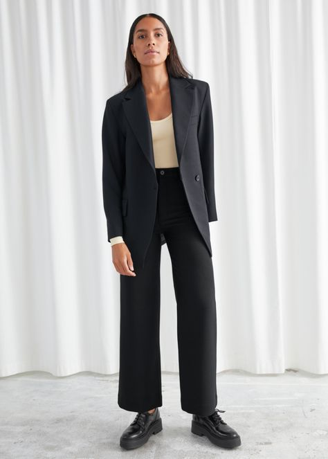 Lesbian Formal Outfits, Black Slim Fit Trousers, Trouser Outfits, Straight Trousers, Slim Fit Trousers, Womens Blazers, Formal Outfit, Fashion Story, High Waisted Trousers